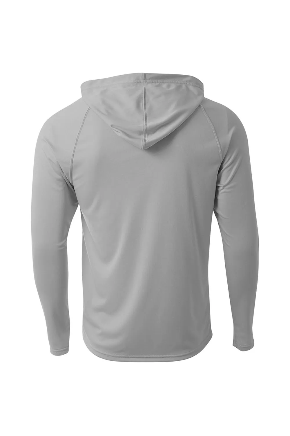 A4 Mens Performance Moisture Wicking Long Sleeve Hooded T-Shirt Hoodie - Graphite Grey