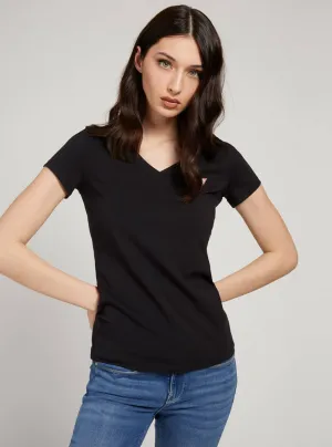 Black V-Neck Logo T-Shirt