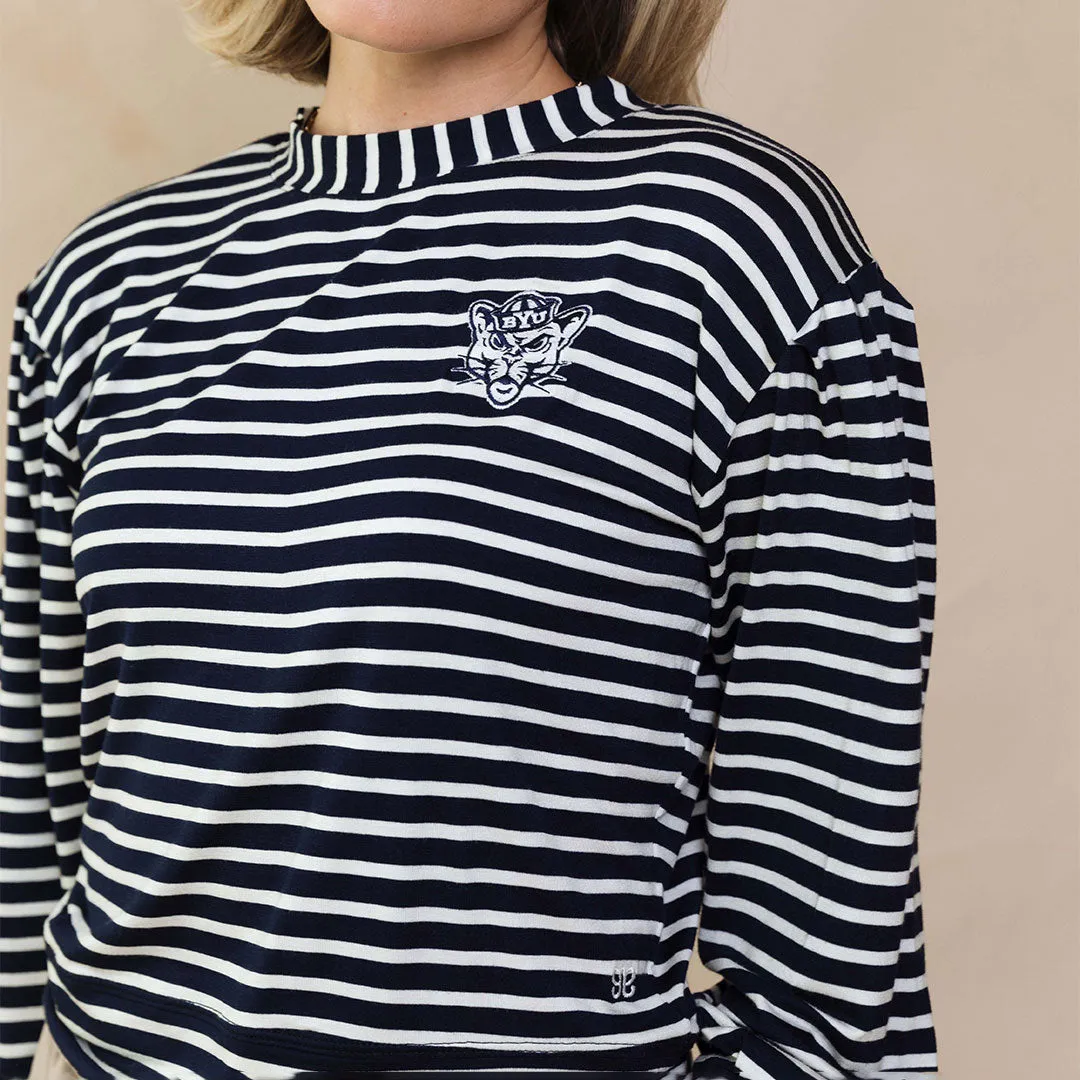 BYU Coco Long Sleeve Tee, Navy Stripe