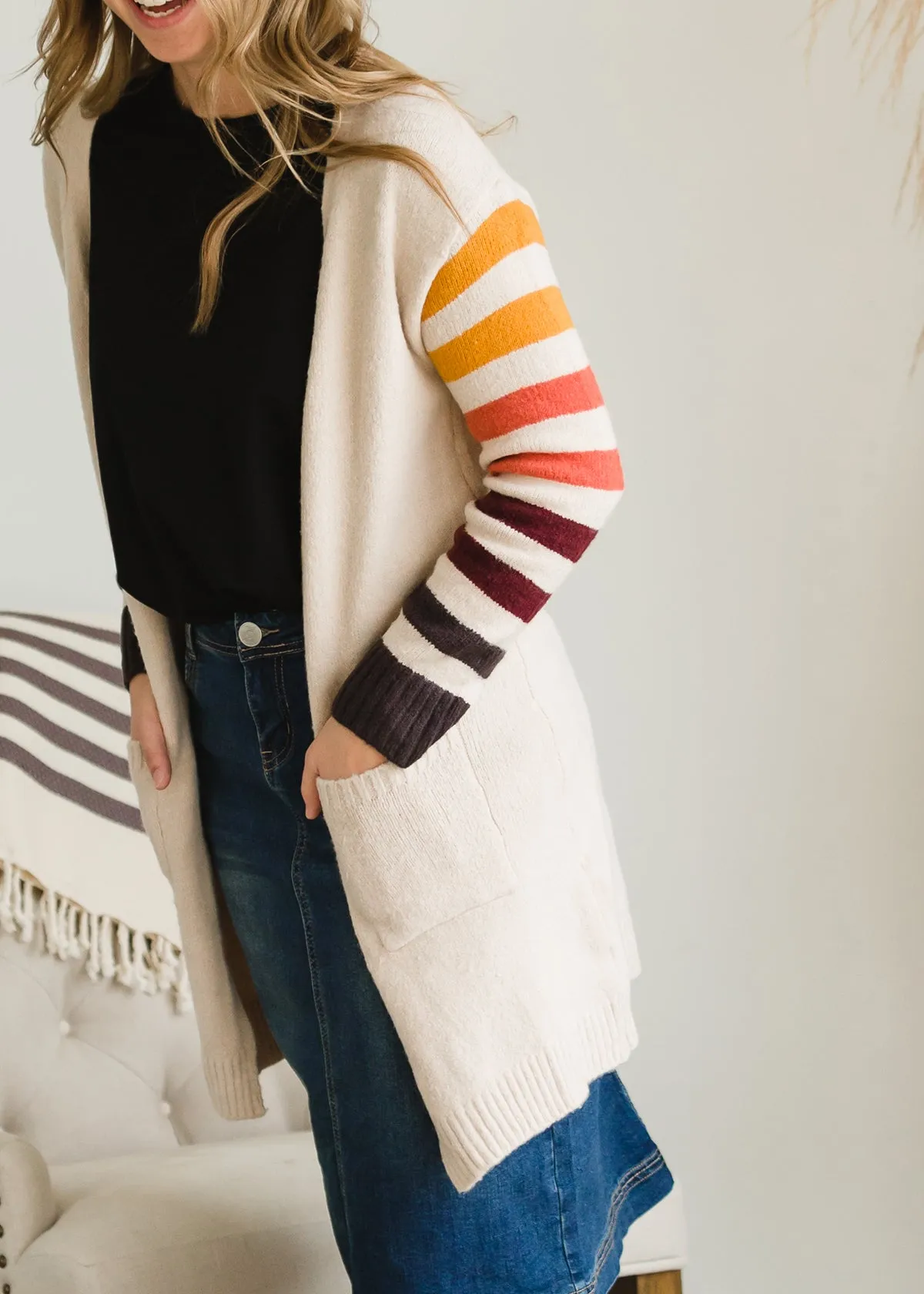 Cozy Striped Warm Cardigan - FINAL SALE