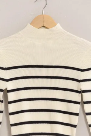 CREME BRULEE BLACK STRIPE SWEATER