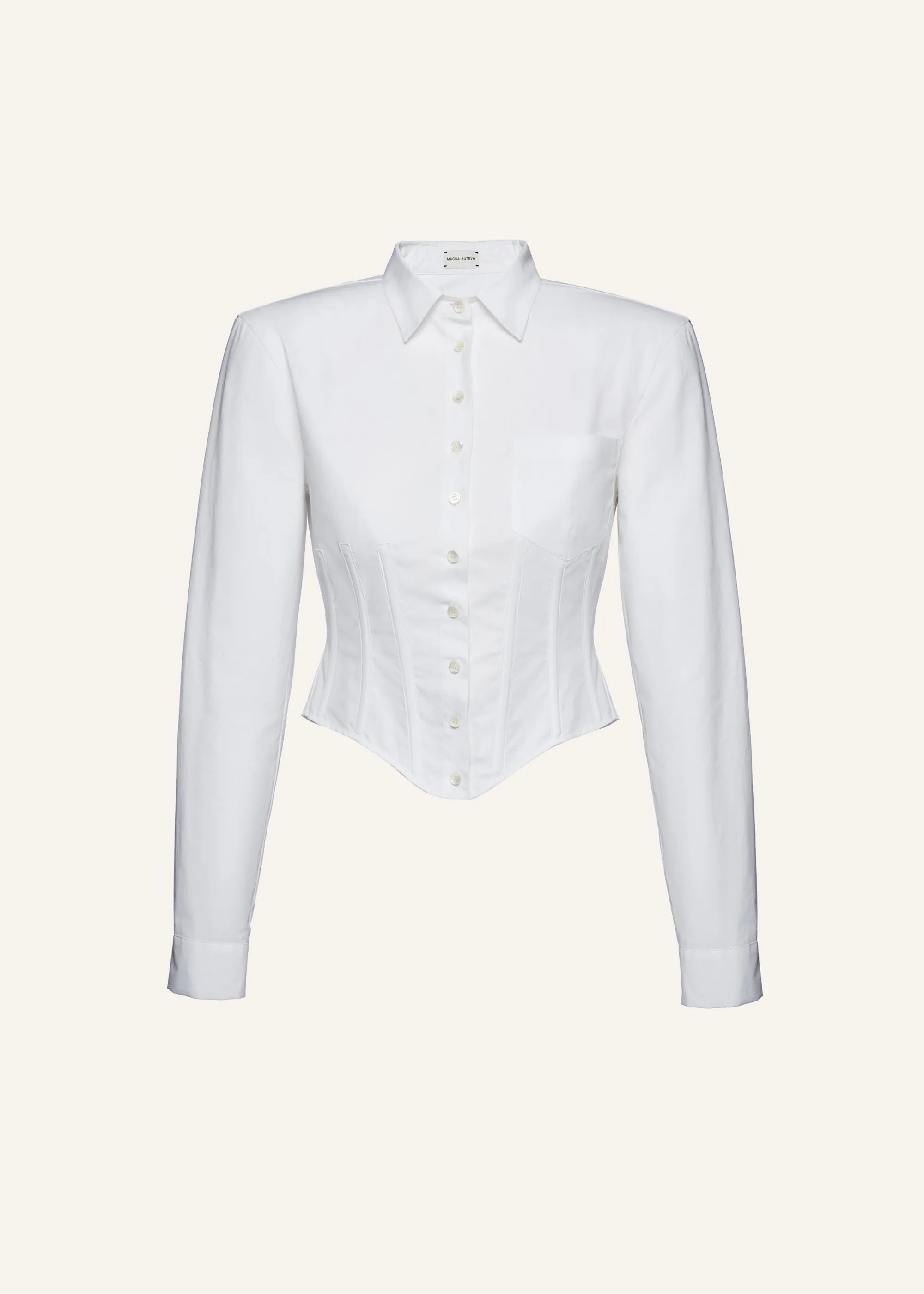 Cropped corset button-up shirt in white