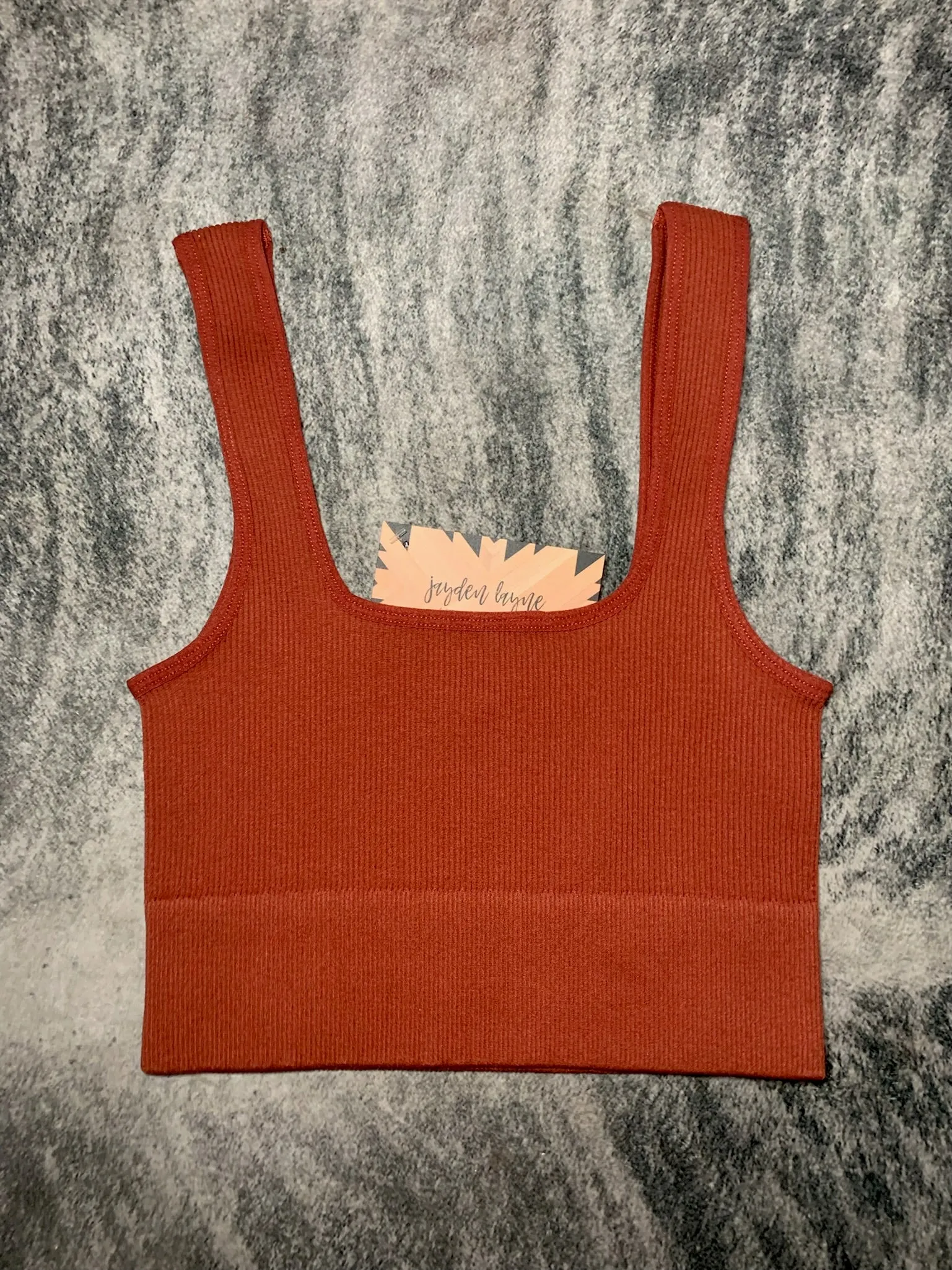 Dark Rust Square Neck Cropped Tank