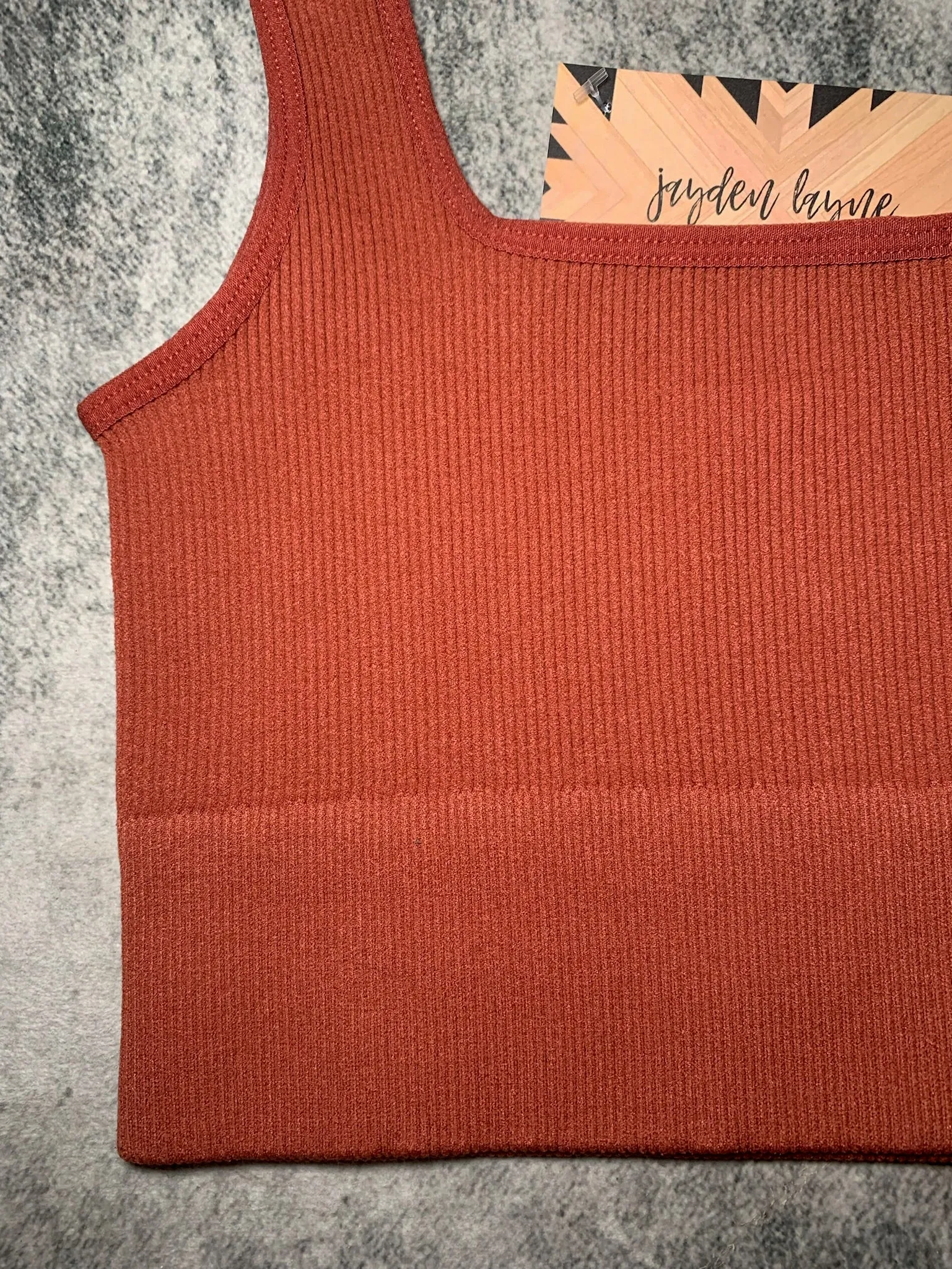 Dark Rust Square Neck Cropped Tank