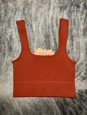 Dark Rust Square Neck Cropped Tank