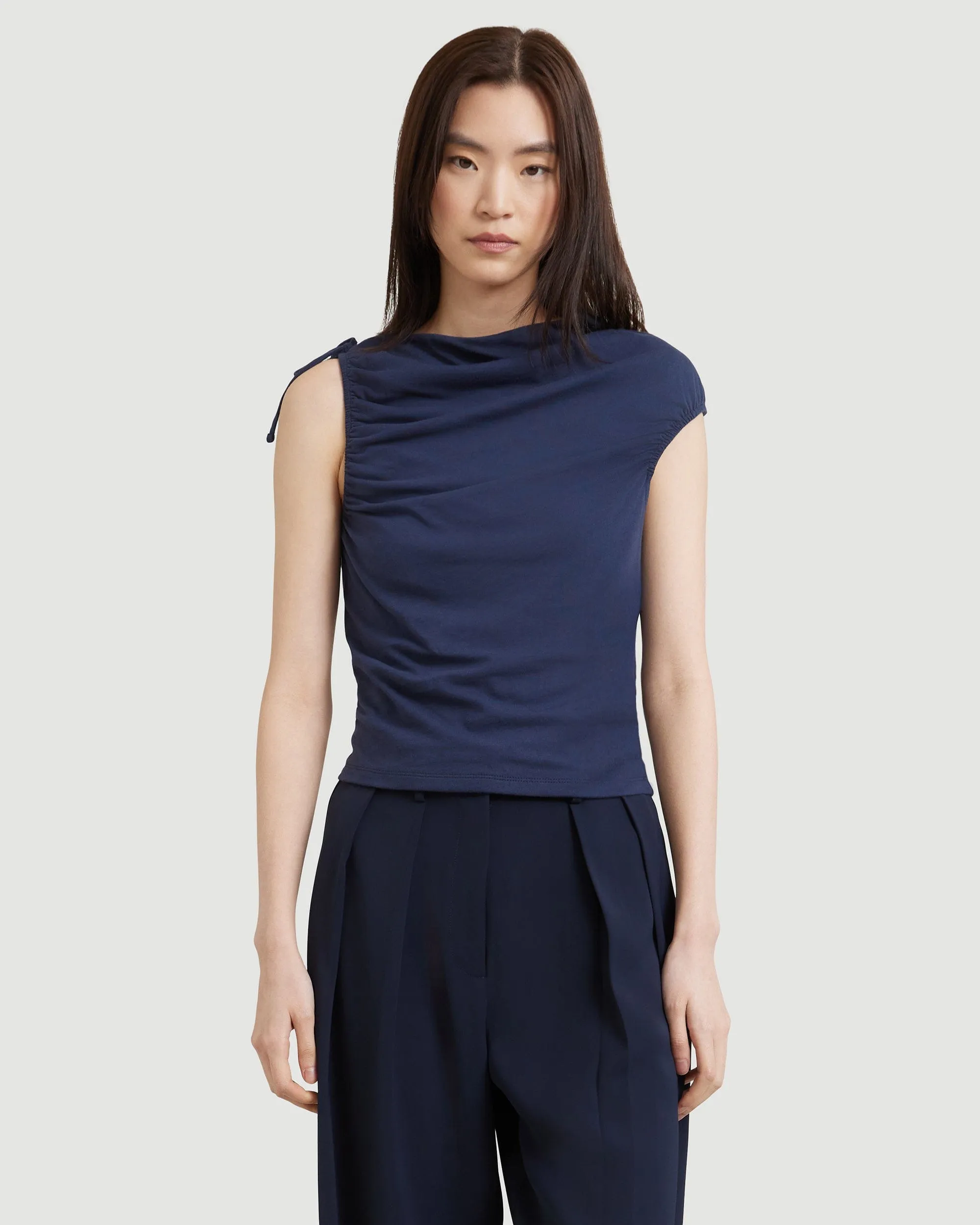 Delphine Ruched Sleeveless Tee