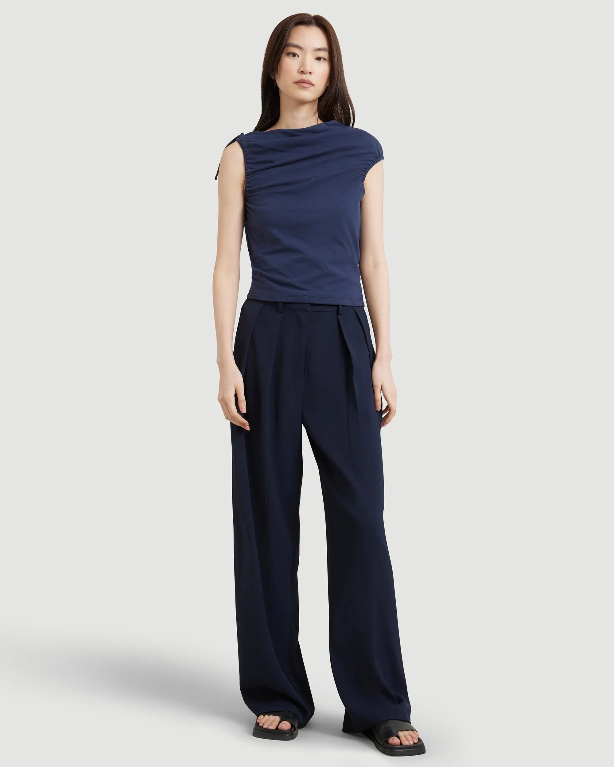 Delphine Ruched Sleeveless Tee