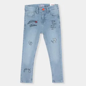 Girls Pant Denim Print Joy - Ice Blue