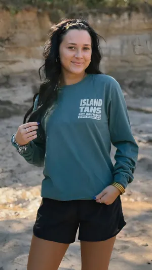 Island Tans Long Sleeve Logo Tee in Green