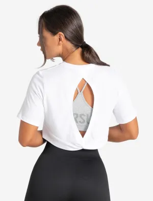 Knot Back Crop T-Shirt - White