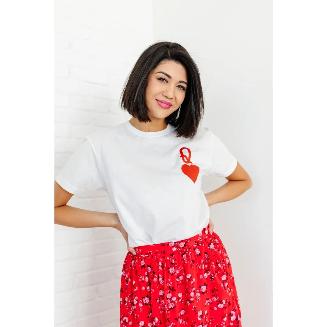 Queen of Hearts Women's White Tee