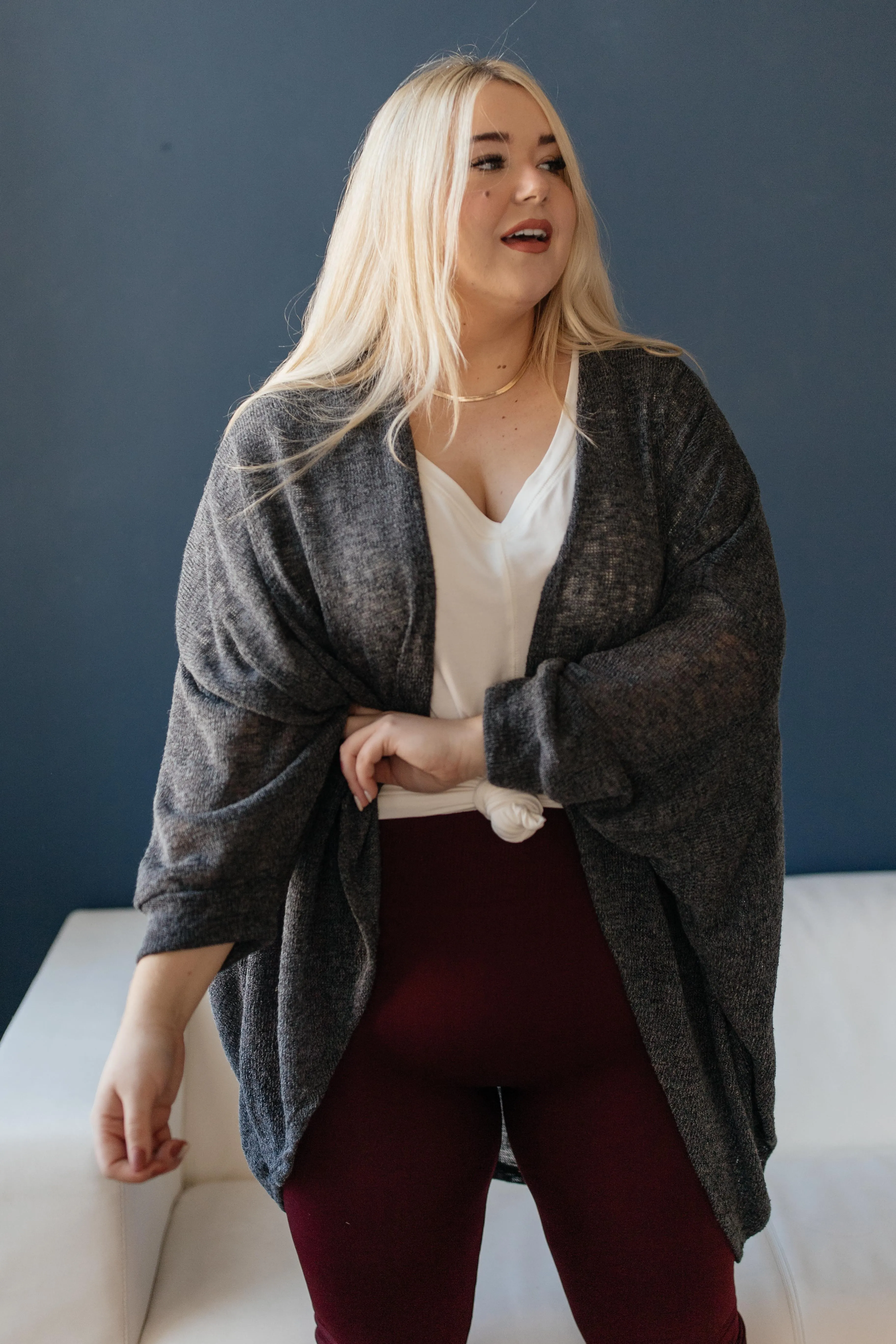 Slouchy Vibe Cardigan in Charcoal