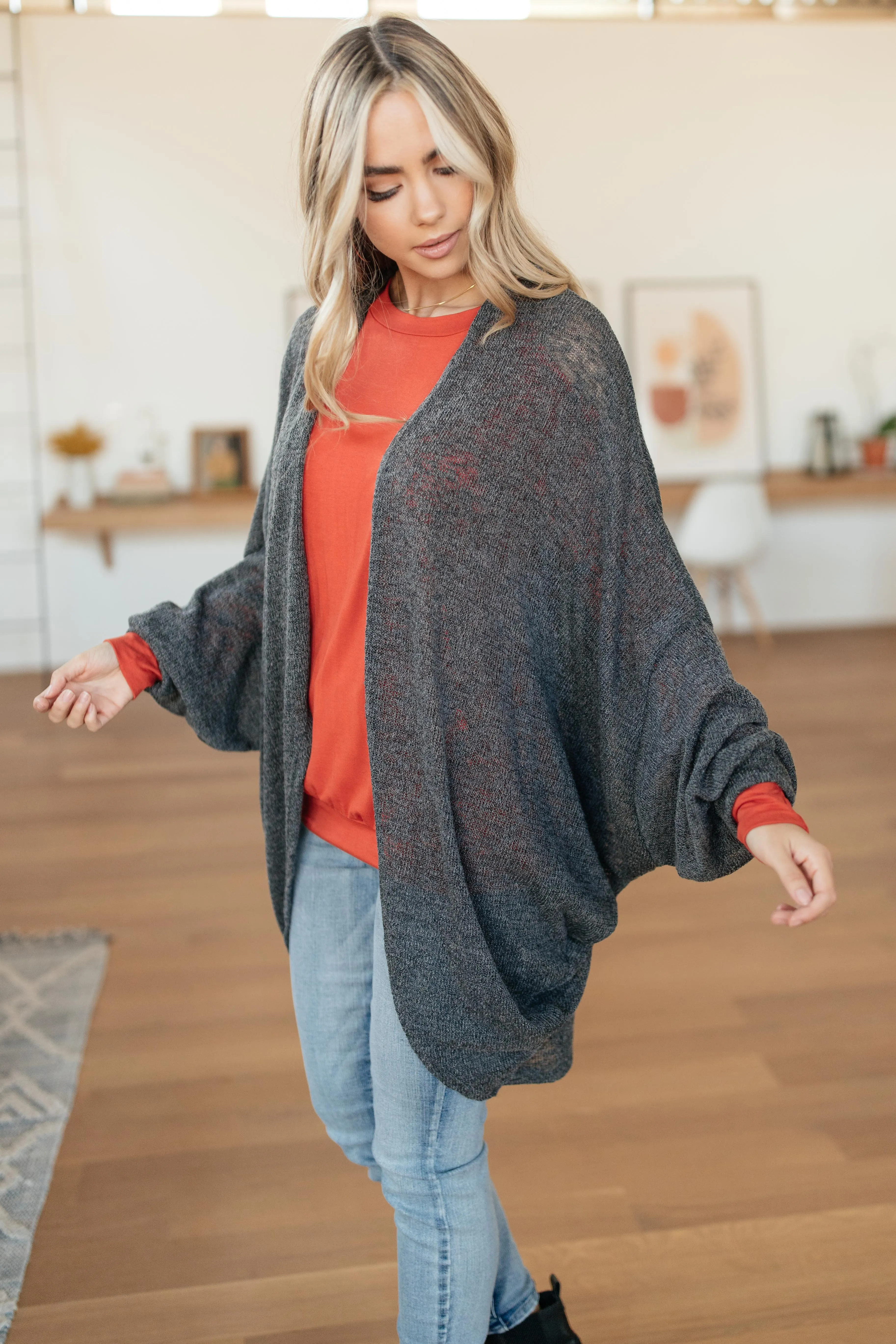 Slouchy Vibe Cardigan in Charcoal