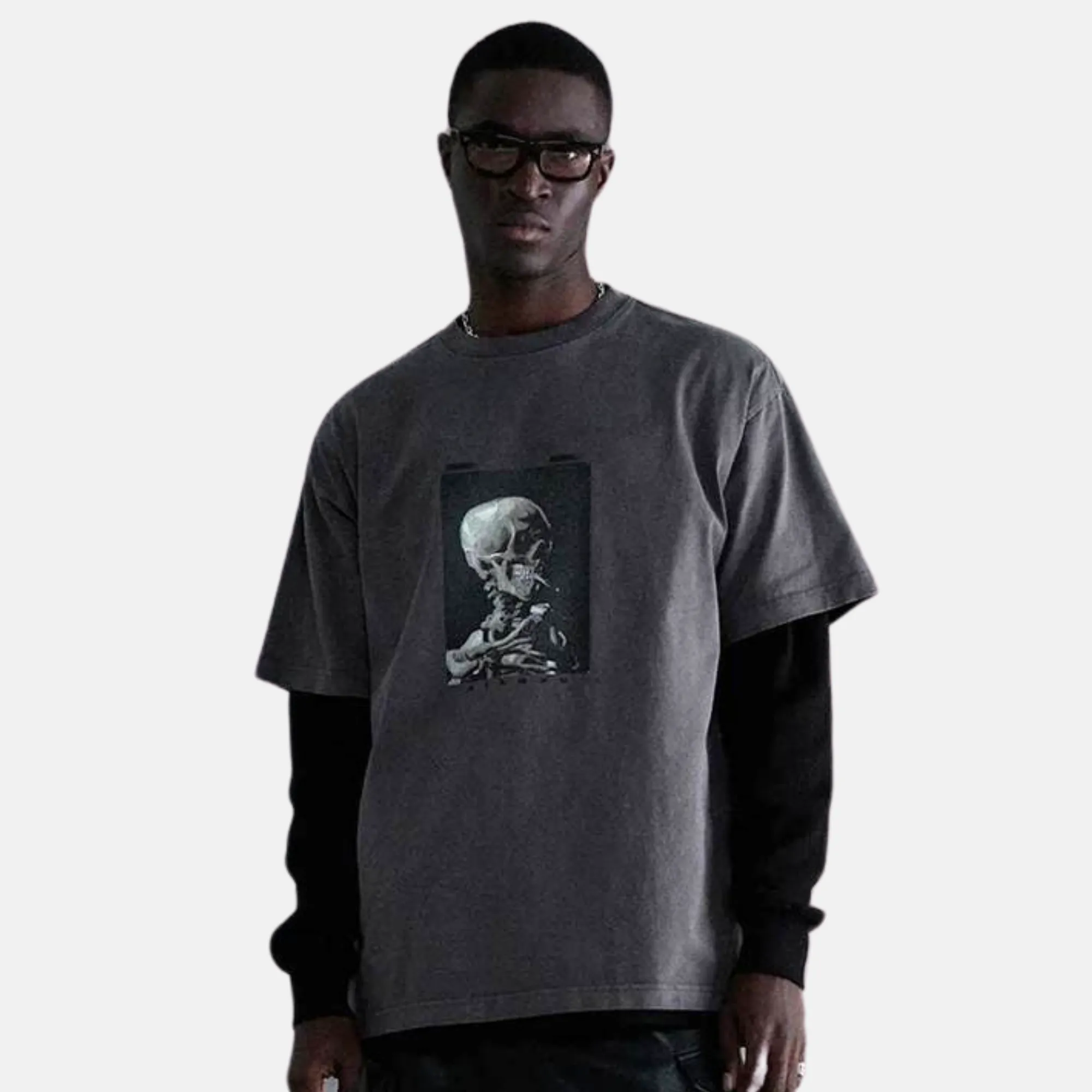 Stampd Skeleton Garment Dye Relaxed Dark Grey T-Shirt V2