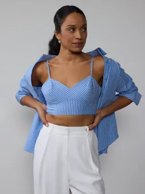 Striped Poplin Crop Top