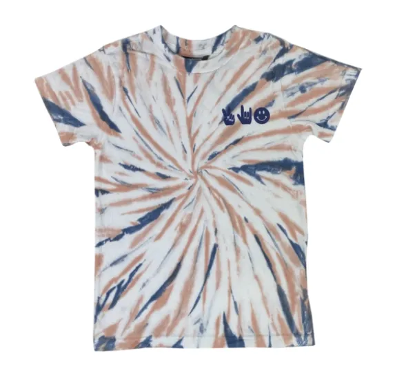 Tiny Whales - Peace & Love Tee in Navy/Brick Tie Dye