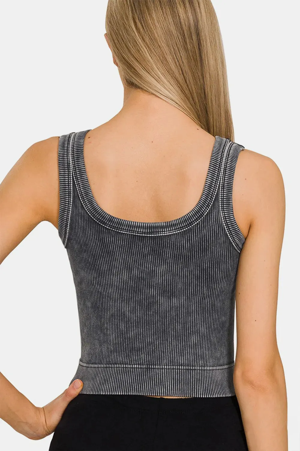 Washed Scoop Neck Wide Strap Tank